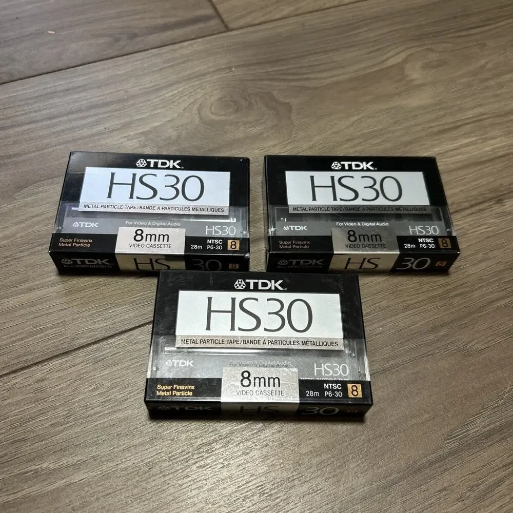 NEW TDK HS30 8mm Video Cassette MP 28 m P6-30 NEW SEALED UNUSED (3 Pack)